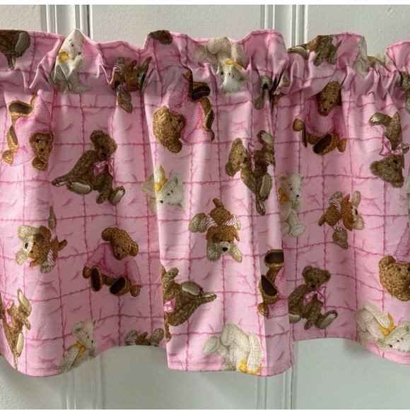 Handmade Other - Teddy Bears Pink Baby Nursery Handmade VALANCE CURTAIN 42x14 Living Room